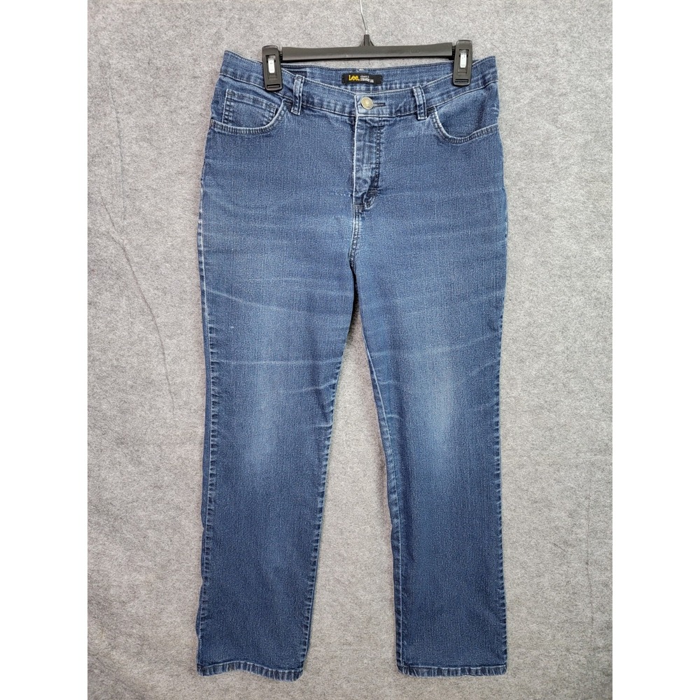 Lee Womens Size 10 Short Classic Fit Straight Leg At The Waist Denim Blue Jeans